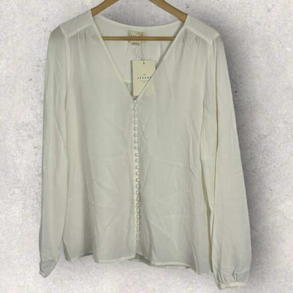 NWT Sezane 100% Silk Blouse Ecru White Size 40 French US 8 Heloise Top Minima - Picture 15 of 16